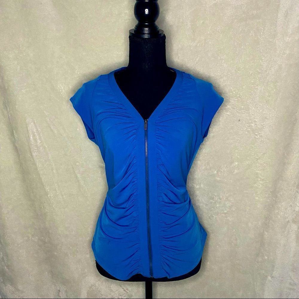 NineWest Blue Zippered Blouse M